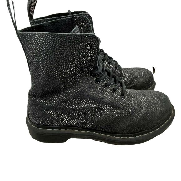 Dr. Martens Womens Pascal Black Gunmetal Speckles Lace Up Casual Combat Boots 8 - Picture 2 of 10